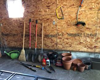 Yard tools, clay pots