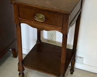 Vintage mahogany nightstand with drawer (14” square, 28”H)