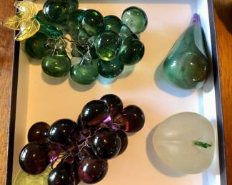 Glass grapes & stone fruit