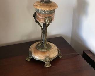 Vintage marble & brass lamp , 27” tall overall (needs to be rewired)