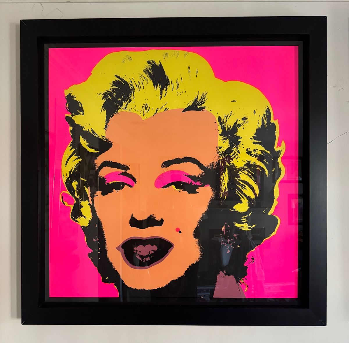 #101 ----	
ARTIST: Andy Warhol
TITLE:	Marilyn Monroe Ref; F&S 22-31
MEDIUM:	Framed Screenprint in colors on museum board after the original. Stamped with "published by Sunday B. Morning" and "fill in your own signature" on the verso
EDITION:	From the Sunday B. Morning edition published in Switzerland
CANVAS SIZE: 914mm x 914mm
COA: Yes