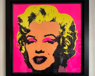 #113 ----	
ARTIST: Andy Warhol
TITLE:	Marilyn Monroe Re; F&S 22-31
MEDIUM:	Framed screenprint in colors on museum board after the original. Stampled with "published by Sunday B. Morning" and "fill in your own signature" on the verso.
EDITION:	From the Sunday B. Morning edition published in Switzerland.
CANVAS SIZE: 914mm x 914mm
COA: Yes