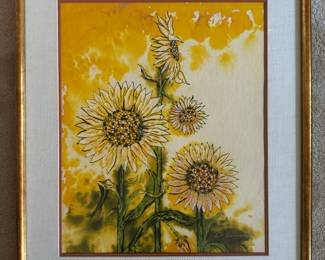 #57----	
ARTIST: D. Summerhour
TITLE:	#12 Sun Flowers
MEDIUM:	Framed original reproduction of John Douglas Cline's "Bold Sunflower"
EDITION:	Signed by the artist on the lower right
FRAMED SIZE: 24"W x 28"H
COA: Located on back
