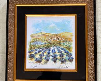 #84 ----	
ARTIST: Urbain Huchet
TITLE:	Lavande
MEDIUM:	Framed original lithograph printed in colors on thick wove paper. Pencil signed and numbered by the artist in the lower margin. 
EDITION:	Example 235/250
CANVAS SIZE: 320mm x 320mm
COA: Yes