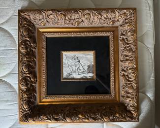 #37 ----	
ARTIST: Leonardo da Vinci
TITLE:	Man in Motion Ref: Brunet V:1257; Graesse VI:327; Cicognara 232; Gamba 1164; Testi 1466
MEDIUM:	Framed original etching in black ink on fine laid paper. Executed through the collaboration of Nicholas Poussin and Charles Errard from the design of Leonardo da Vinci. 
EDITION:	Extremely Scarce. Conceived between 1485-1513 by Leonardo da Vinci. An example from the first French edition, published in 1651.
CANVAS SIZE: 115mm x 117mm
COA: Yes