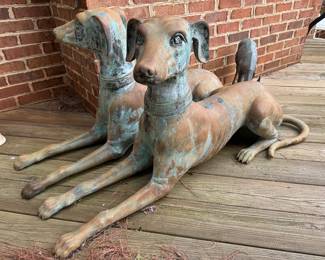 Matching Copper Life Size Whippet Dog Statues