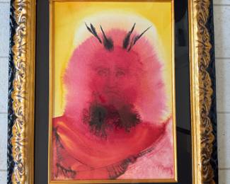 #112 ----	
ARTIST: Salvador Dali
TITLE:	Gloria Vultus Moysi (From the suite Biblia Sacra) Ref; Field 69.3.1-19, ML 1600
MEDIUM:	Framed original mixed media color lithograph printed on heavy rag paper
EDITION:	First State. First Printing, 1964. Published by Rizzoli Editions in Milan Italy. Scarce
CANVAS SIZE: 349mm x 482mm
COA: Yes