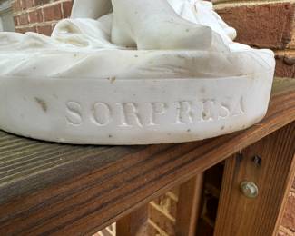 Cesare Lapini "Sorpresa" Marble Statue 