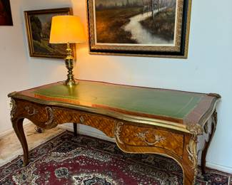 3 Drawer Louis XV Style Dresser with Leather Top (71"W x 37"D x 31-1/2"H)