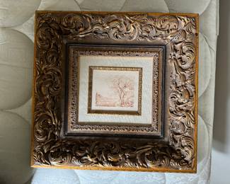 #25 ----	
ARTIST: Claude Monet
TITLE:	Paysage a Antibes
MEDIUM:	Framed Original Etching printed in sepia on watermarked Arches laid paper. Hand pulled from the copper plate executed by Lauzet of Paris in 1891. 
EDITION:	Extremely Rare. First State, First Printing. Published in a very samll experimental edition by Lecomte, 1892.
CANVAS SIZE: 130mm x 150mm
COA: Yes