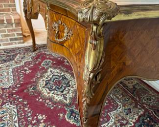 3 Drawer Louis XV Style Dresser with Leather Top (71"W x 37"D x 31-1/2"H)