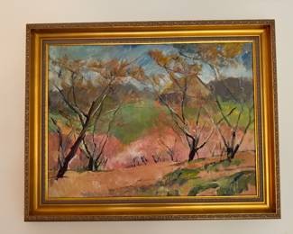 #156 ----	
ARTIST: Unknown
TITLE:	Landscape
MEDIUM:	Framed original oil on canvas landscape.
EDITION:	N/A
FRAMED SIZE: 28"W x 23"H
COA: No