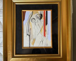 #32 ----	
ARTIST: Jean-Baptiste Valadie
TITLE:	Sketches
MEDIUM:	Framed Original mixed media painted with graphite and collage on wove paper. Sgned by the artist lower left.
EDITION:	A unique work. Executed by Valadie in his Paris studio.
CANVAS SIZE: 195mm x 250mm
COA: Yes