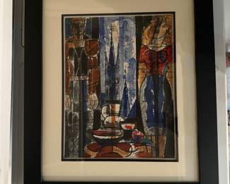 #70 ----	
ARTIST: Henri Laurens
TITLE:	Interieur Flamand
MEDIUM:	Framed Original lithograph printed in colors on thick wove paper. Signed and dated by the aritst on the stone. 
EDITION:	First State, First Printing. Executed in the studio of Mourlor in Paris, 1952. Scarce
CANVAS SIZE: 265mm x 355mm
COA: Yes