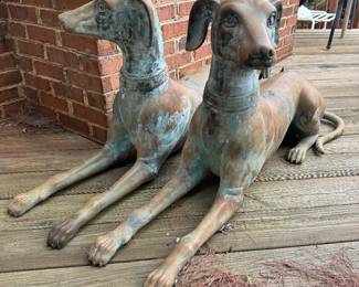 Matching Copper Life Size Whippet Dog Statues