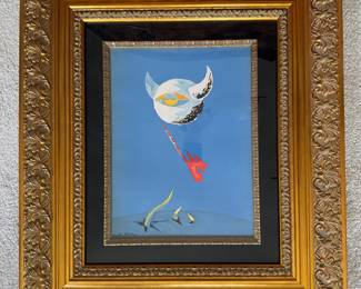 #51 ----	
ARTIST: Andre Masson
TITLE:	The Moon
MEDIUM:	Framed Original lithograph in colors on thick wove paper. Signed by the artist on the stone.
EDITION:	First State, First Printing, 1938. Scarce.
CANVAS SIZE: 260mm x 354mm
COA: Yes