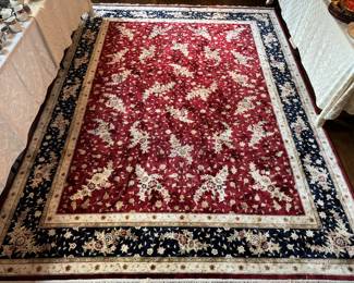 Handwoven Burgundy & Blue Sino Tabriz Wool & Silk Rug (144"L x 108"W)