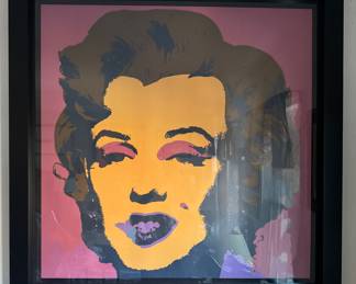 #103 ----	
ARTIST: Andy Warhol
TITLE:	Marilyn Monroe Ref; F&S 22-31
MEDIUM:	Framed Screenprint in colors on museum board after the original. Stamped with "published by Sunday B. Morning" and "fill in your own signature" on the verso.
EDITION:	From the Sunday B. Morning edition published in Switzerland. 
CANVAS SIZE: 914mm x 914mm
COA: Yes