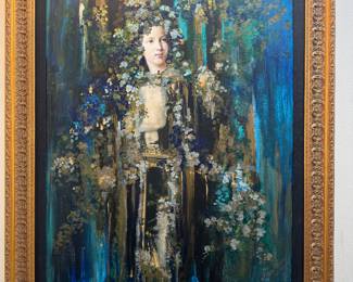 #2 ----	
ARTIST: Florence Comas 
TITLE:	Femme de Pierre
MEDIUM:	Framed Original oil painting with collage on canvas.Signed by the artist lower right.
EDITION:	A unique work. Executed by Florence Comas in Paris.
CANVAS SIZE: 650mm x 810mm 
COA: Yes