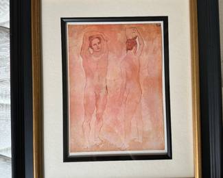 #28 ----	
ARTIST: Pablo Picasso
TITLE:	Les Adolescents
MEDIUM:	Framed Offset lithograph in colors on wove paper after the original. 
EDITION:	Firs Edition. Printed in Paris, c. 1848. Scarce.
CANVAS SIZE: 200mm x 272mm
COA: Yes