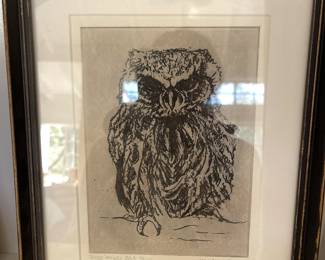 Owl etching 