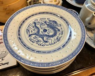 Chinese Rice Grain Eye Dragon Themed Salad Plates 