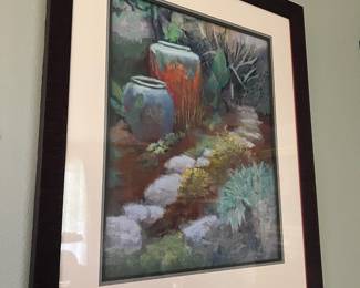 Framed & Matted Still Life Garden Painting by Jane M
