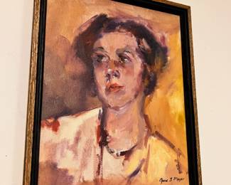 Framed Oil Painting Impressionist Portrait by Jane Mayer