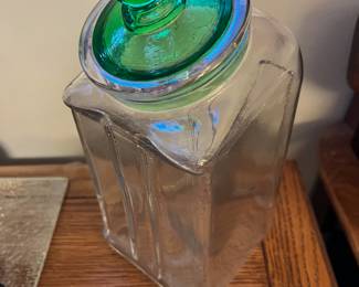 Glass Rectangular Canister with Green Tilt Lid
