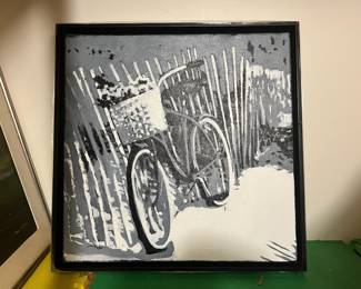 Black & White Bicycle Painting by Jane Mayer