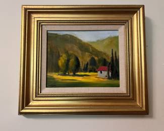 Framed Valley Landscape Painting by B. N.