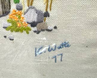 1977 Framed Embroidery Mailbox Artwork 