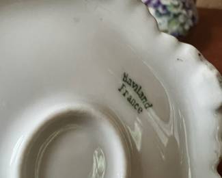 Haviland France Blue and White/Gold Trim Floral Creamer Pitcher