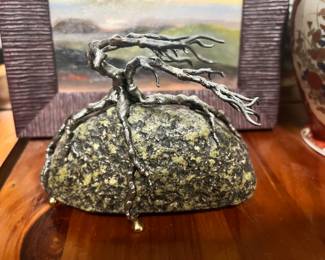 Modernist Metal Windswept Tree Table Sculpture by L.D. Jeppers