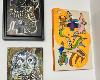 ramed Acrylic Painting on Canvas "Fallacy" by Jane Mayer, Mixed Media Artwork "If Not You, Than Who?" by Jane Mayer, Cubist Abstract Painting by Jane Mayer