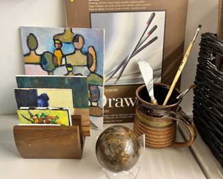 Strathmore Medium Drawing Paper Pad , Dark & Light Brown Stoneware Coffee Mug, Pietersite Crystal Sphere