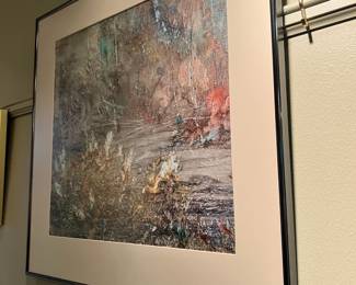 Framed & Matted Impressionist Creek Landscape Watercolor by David C. Baker