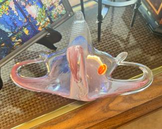 Murano Glass Pink Swan Trinket Dish