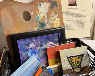 Assortment of Mini Paintings by Jane Mayer, French Artist Paint Palette