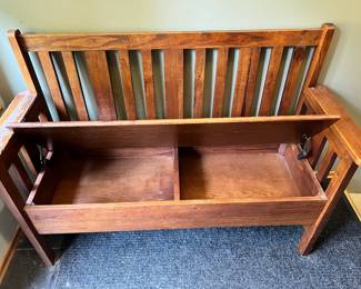 Mission Style Hall Bench with Storage