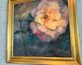 Oil Painting "Moonlight Sonata" with Gold Tone Frame by Jane Mayer