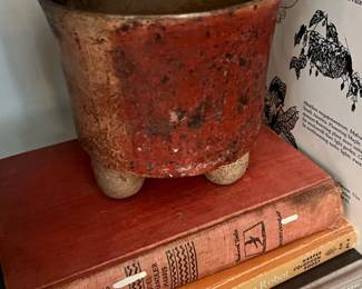 Rustic Red Footed Ceramic Planter