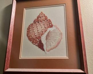 Framed & Matted Shell Needlepoint