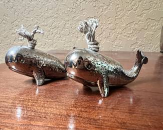 Hallmark Silver Tone Whale Salt & Pepper Shaker Set 