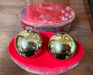 Pair of Chinese Brass Boading Balls