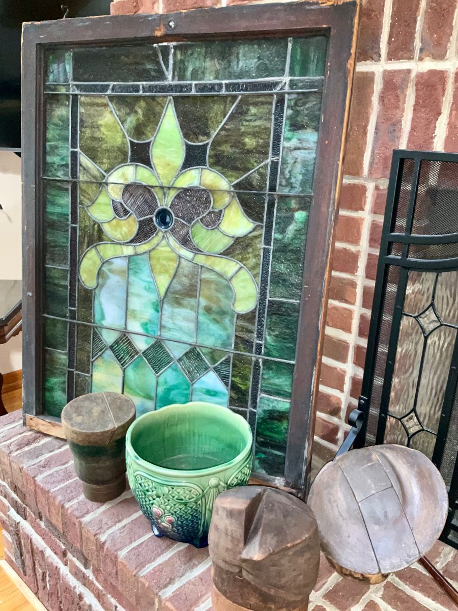 Antique, Stained Glass, Hat Forms, Millinery Hat Puzzles,  Pottery, Vintage Pottery