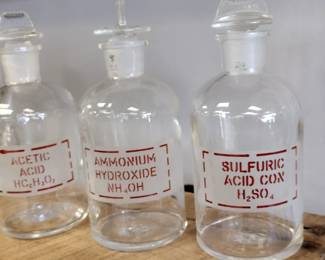 Vintage Apothecary bottles. Pyrex authentic.