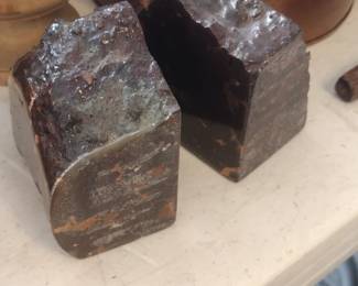 large copper ore bookends 