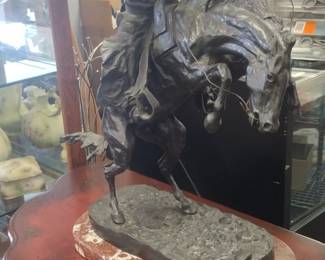 Large Remington bronco buster reproduction bronze statue 