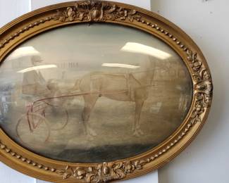 vintage bubble glass horse and buggie 